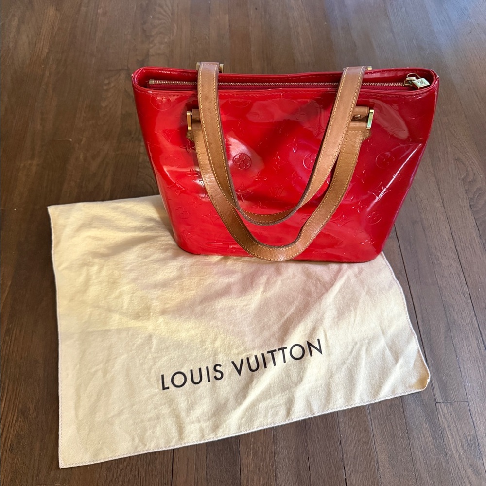 Louis Vuitton Red Patent Leather Tote Bag